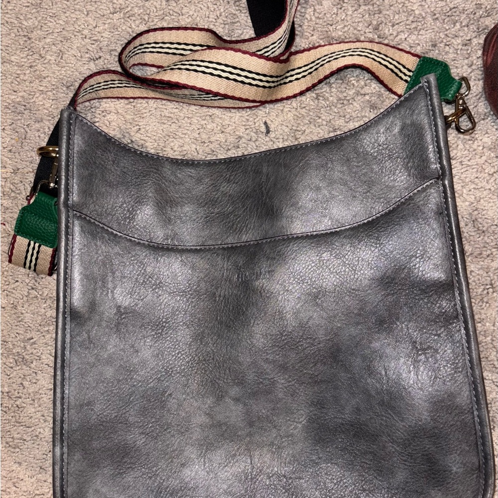 Gray Leather Unisex Bag